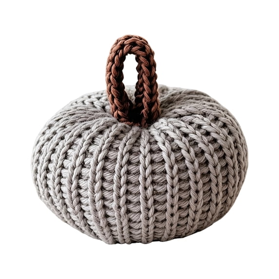 Decorative Pumpkin Woven Knit Gray Fall Halloween Home Accent 1 Piece Rustic Farmhouse Table Mantel Decor for Indoor Party Home Display