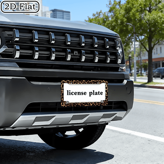 for Decorative Purposes Only, 1pc of Metal License Plate Frame, Inlaid with Leopard Print Rhinestones, Designed to Shine with Individual Charm, Suitable for North American and International Vehi
