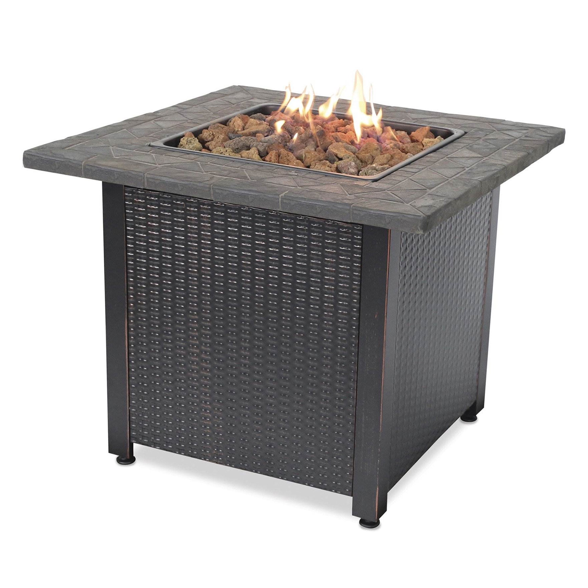 Black and Brown Steel Outdoor Gas Fire Pit Table