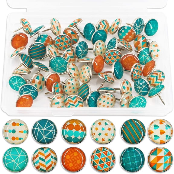 Decorative Push Pins Cute Steel Push Pins for Bulletin Board, Cork Boards or Photos Wall, Maps 84 pcs(Geometric Figure A)