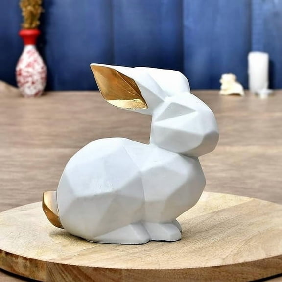 Decorative Rabbit Statue for Home Dcor Polyresin Figurine for Living Room, Table, or Office Display