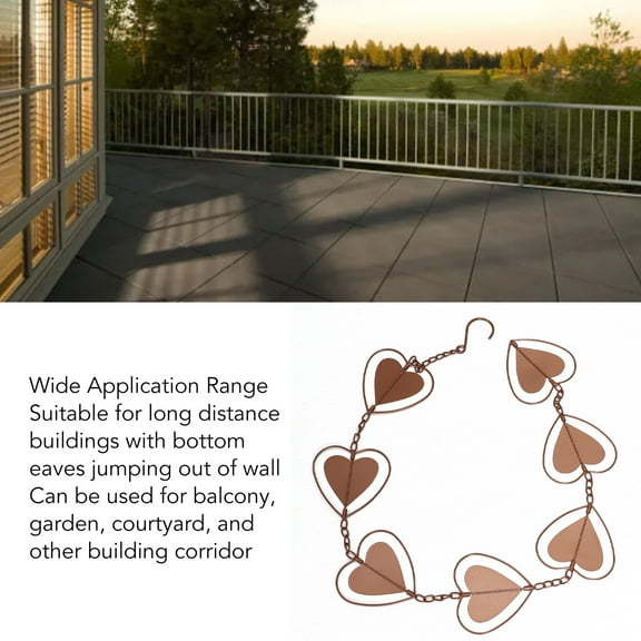Decorative Rain Chain, Iron Heart Wind <span Style="background:red"></span>, Melodious Sound  Effective Downspout Drainage