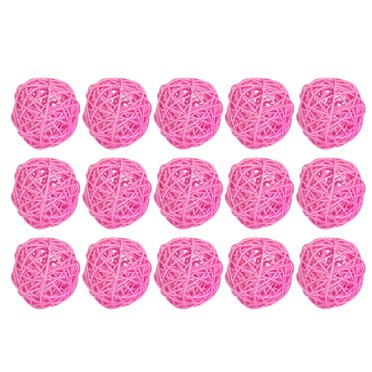 25 Piece Decorative Wicker Ball Set - Rattan Spheres & Wood Bead Garland For Home Decor