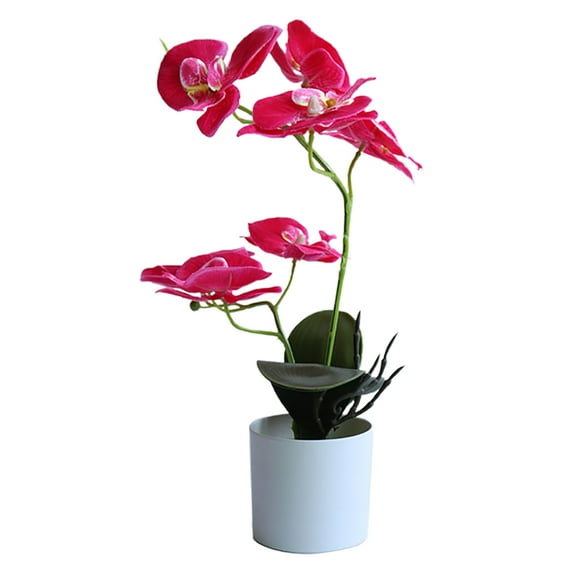 Decorative Real Touch Silk Orchid Bonsai, Artificial Flowers with Flower Pots Fake Flowers Arrangements for Home Wear-resistant No Withering Orchid Simulation Bonsai Flower