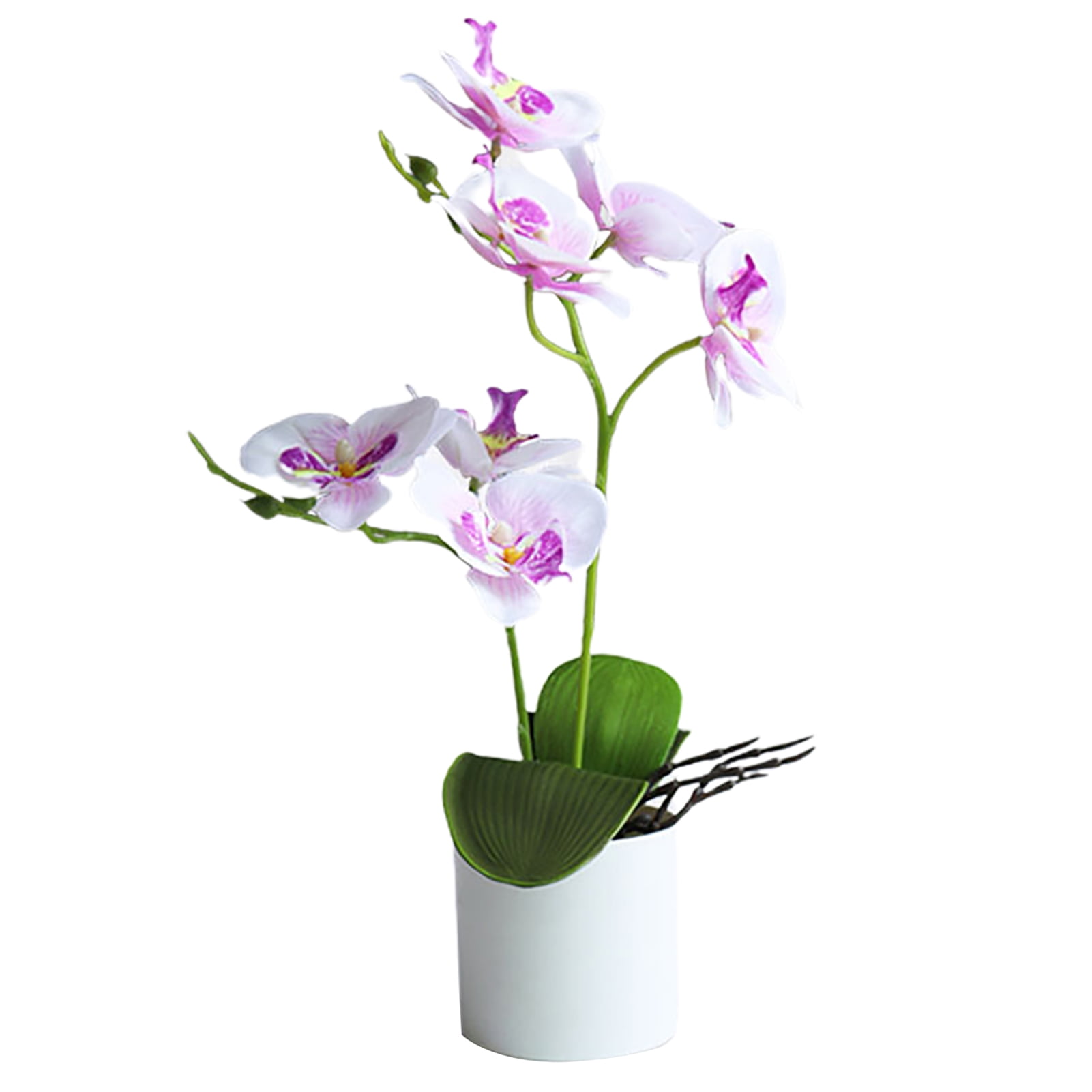 Decorative Real Touch Silk Orchid Bonsai, Artificial Flowers with Flower Pots Fake Flowers Arrangements for Home Wear-resistant No Withering Orchid Simulation Bonsai Flower