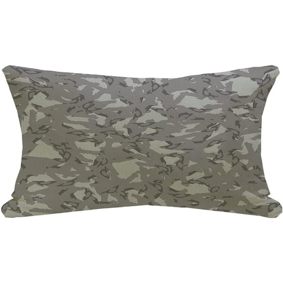 Decorative Rectangle Throw Lumbar Pillow Cover Urban Camouflage Colorful Fashion Various Shades Green As Or Gray Abstract Colors Textures Masking Linen Cushion Cover 12 x 20 Inch for Couch Car Bench