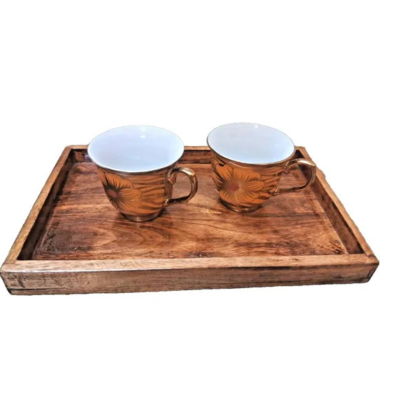 Decorative Rectangle Tray Wood Serving Platter Eating Tray for Breakfast in Bed