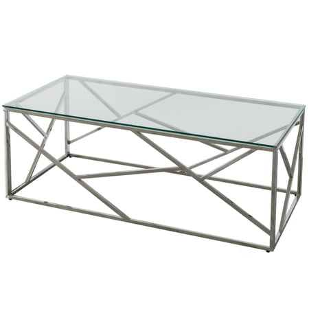 Decorative Rectangular Glass Top Metal Modern Coffee Table