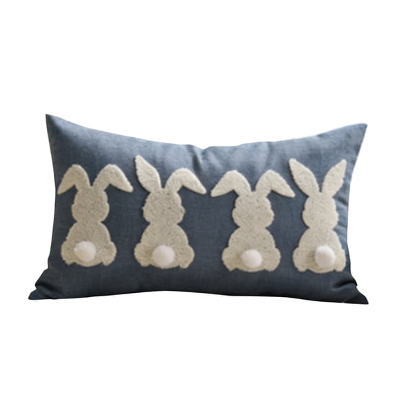 Decorative Rectangular Throw Pillow with Bunny Pattern Soft Plush Accent Cushion for Sofa Bed Chair Home Decor