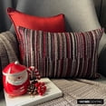 thumbnail image 1 of Decorative Red 12"x14" (30x35 cm) Lumbar Pillow Cover, Silk Beaded Oblong Pillow, Striped Pattern Modern Style - Scarlet Splendor, 1 of 10