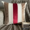 thumbnail image 1 of Decorative Red 14"x14" (35x35 cm) Pillow Covers, Velvet & Linen Patchwork Throw Pillows For Sofa, Striped Pattern Modern Style - Velvet Band Red, 1 of 10