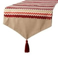 thumbnail image 1 of Decorative Red Table Runner 4 - 6 Seater Table Runner (14 x 64 inch), Tassels, Beaded & Applique Table Runner, Linen fabric Table Linen, Chevron Pattern Modern Style - Chevron Bar, 1 of 10