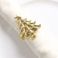 thumbnail image 1 of Decorative Reindeer Snowflake Christmas Tree Holiday Rhinestone Metal Napkin Rings - Set of 4 (Gold-Plated Christmas Tree), 1 of 5