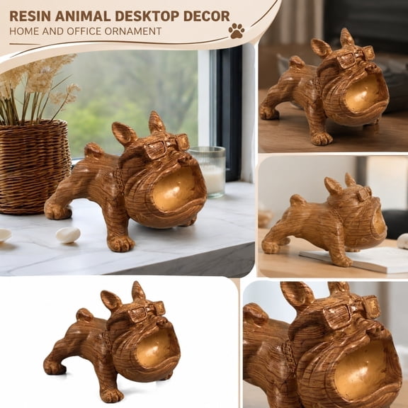 Decorative Resin Bulldog Craft, Office Desk Decor, Tabletop Decor for Home Office, Work Desk Decor, 3X2X2 Inch Mouth Design Handcrafted Accent Piece for Living Room Display