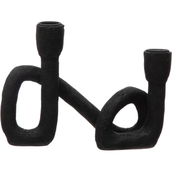 Decorative Resin Double Taper Candle Holder, Black