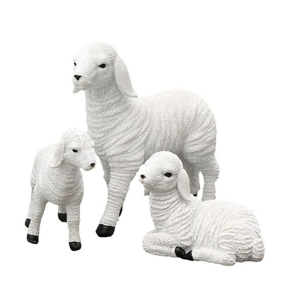 Decorative Resins Sheep Sculptures for Living Room Or Garden Ornamentation White Lambs Miniatures Figurines Ornaments