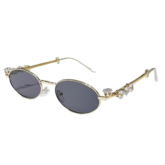 Decorative Rhinestones Eyeglasses Trendsetters for Vacation Dress Metal Oval Frame Frame Retro Fashion