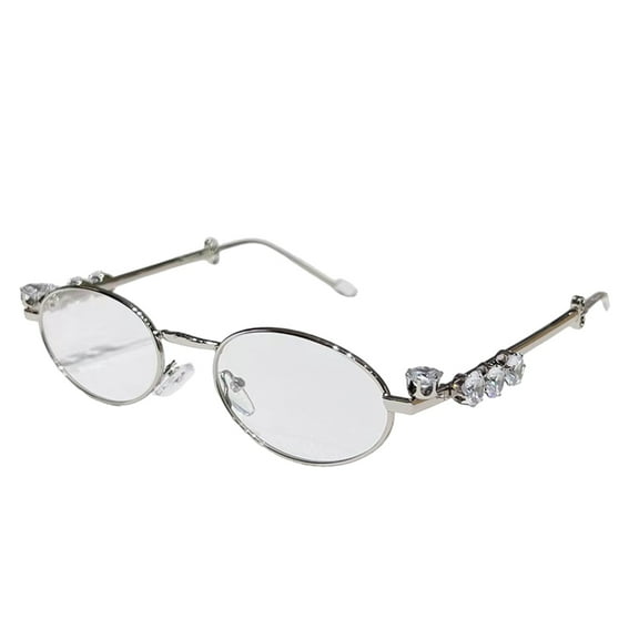 Decorative Rhinestones Eyeglasses Trendsetters for Vacation Dress Metal Oval Frame Frame Retro Fashion