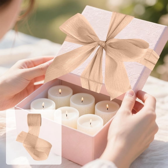 Decorative Ribbon Glitter Thread Satin Crinkle Trim, Gift Wrapping and Bouquet Ribbon for Wedding Party Decor, Craft and DIY Project Supply(Orange)