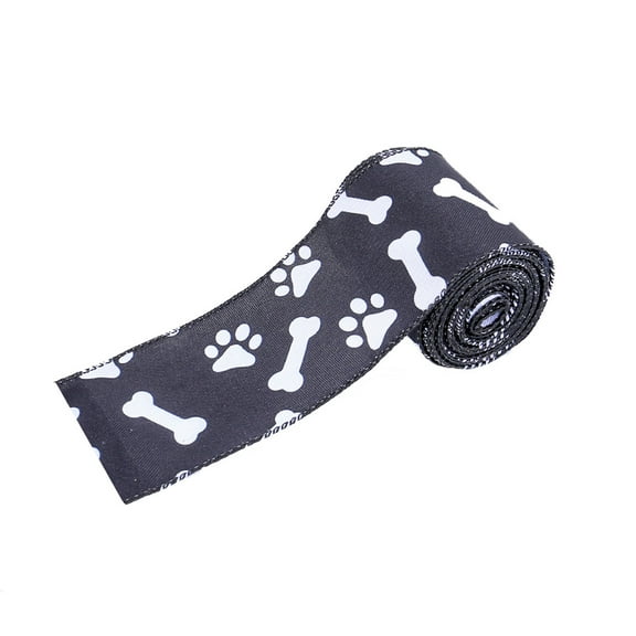 Decorative Ribbon Paw Print Fabric Ribbon Roll Soft Washable Craft Trim,Cute Pattern Gift Wrapping And Home Decor Ribbon,Craft Ribbon for Party Decoration DIY Packaging Window Accent Use-B