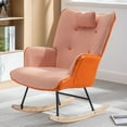 thumbnail image 1 of Decorative Rocking Chair, 35.5 inch Comfy Wingback Glider Rocker with Pocket, Modern Accent Chairs with Safe Solid Wood Base for Living Room Bedroom, Balcony (orange), 1 of 9