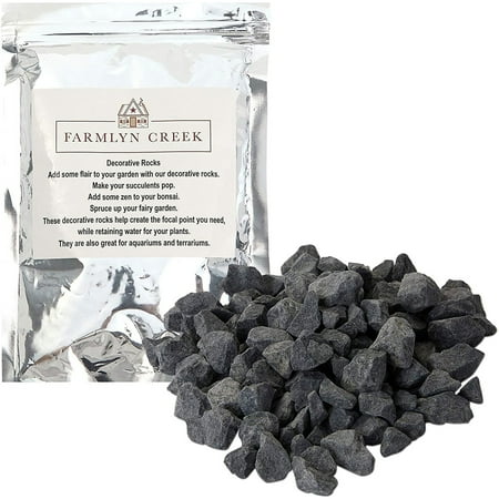 Decorative Rocks for Planters, Vase, Fish Tank, and Terrariums, Black, 2lbs