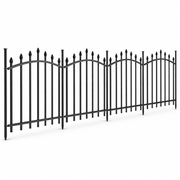 Decorative Roman Column Garden Fence, No-Dig Metal Rustproof Panels, 10 Pack, 32 in (H) x 24 in (L), Black, Outdoor Animal Isolation Barrier