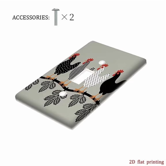 Decorative Rooster & Hen Light Switch Cover - Rustic Plastic Wall Plate for Kitchen and Outdoor Use
