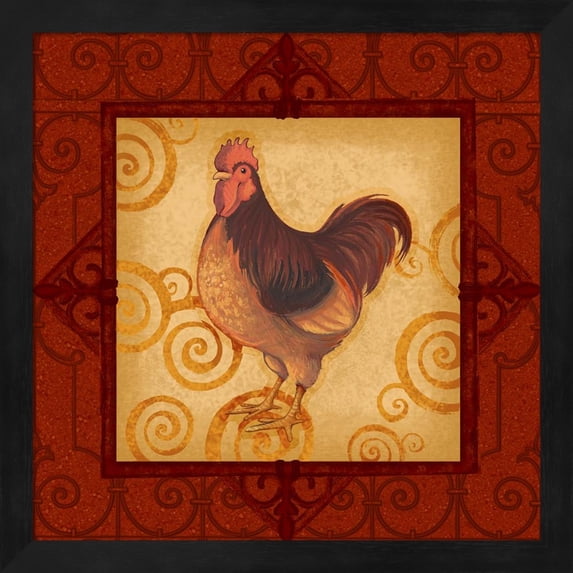 Decorative Rooster III by Vivian Eisner, Framed Wall Art, 13.25W x 13.25H