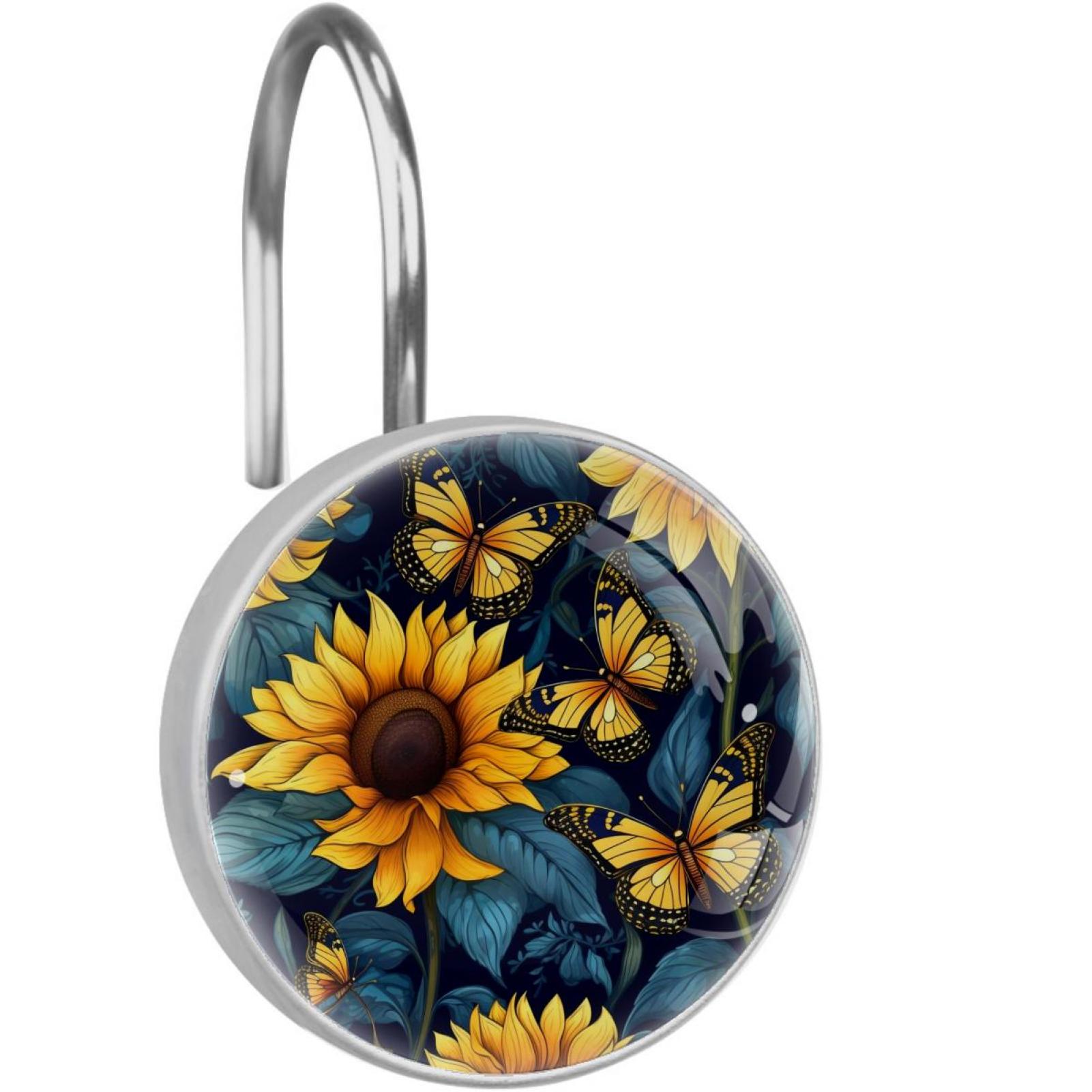 Decorative Round Crystal Shower Curtain Hook, Rustproof Shower Curtain