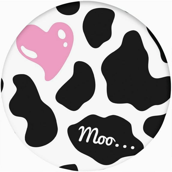 Decorative Round Fitted Tablecloth,Cow Print Print Elastic Edged Polyester Table Pad,Camouflage Hide Pattern in Black Print Fabric Table Cover, Fits Round Table 60" Diameter, for Outdoor Indoor Use