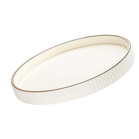 Decorative Round Organizers Tray For Coffee Table And Gold Trim