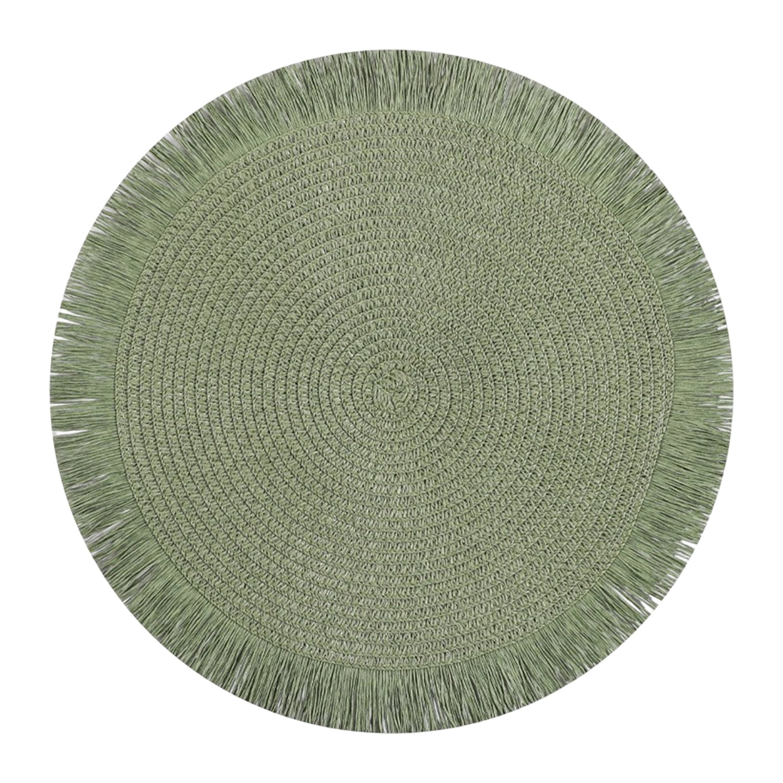 Texture Fcc Decorative Round Placemat With Woven Texture and Fringe Trim for Dining ...