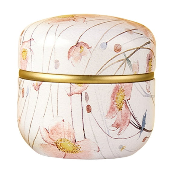 Decorative Round Teas Canister Rustproof Tinplate Construction Multipurpose Container For Cosmetics Organizing