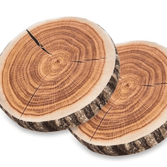 Decorative Round Throw Pillow, 3D Digital Print Comfortable Kids Funny Cute Wood Log Pillow Circle Seating Floor Cushion for Home, Couch, Sofa, Bedroom, Living Room Decor, Stump, 2 Pack