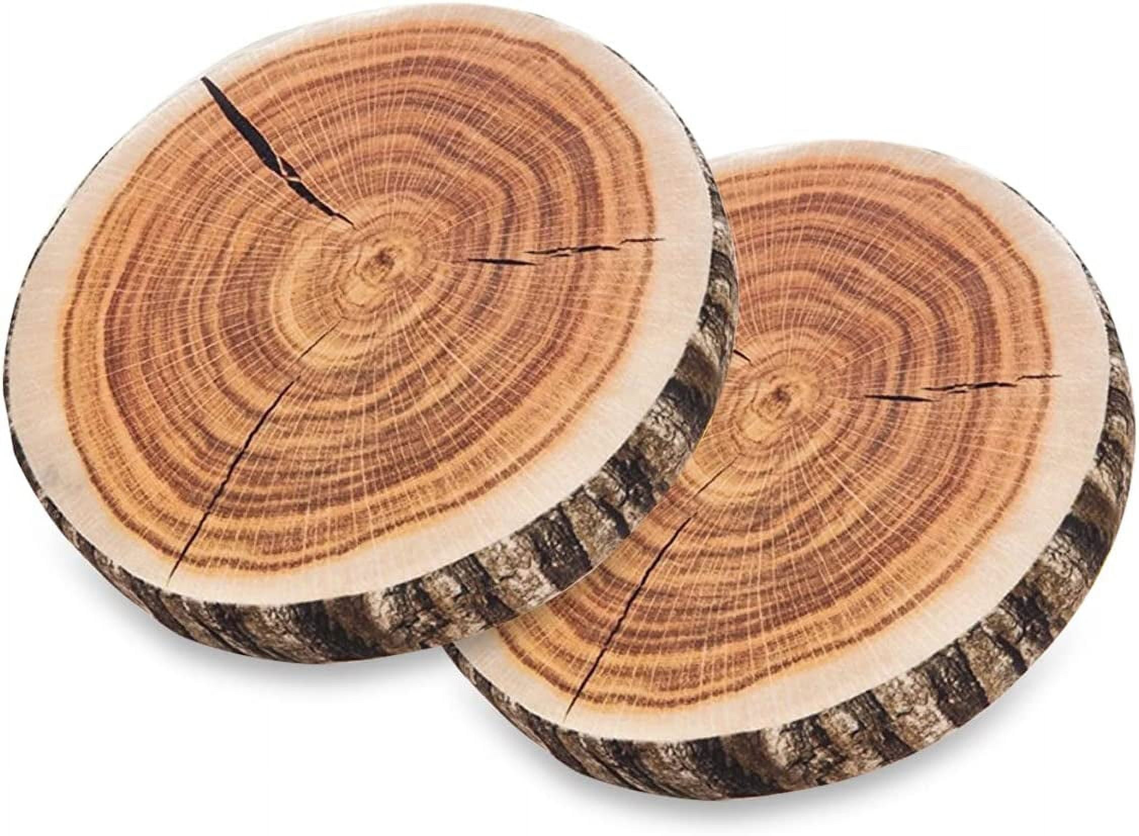 Decorative Round Throw Pillow, 3D Digital Print Comfortable Kids Funny Cute Wood Log Pillow Circle Seating Floor Cushion for Home, Couch, Sofa, Bedroom, Living Room Decor, Stump, 2 Pack