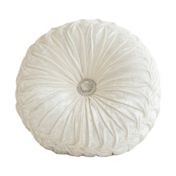 Decorative Round Throw Pillow for Couch Bed Living Room Small Floor Pillow Cushion for Adults Kids 13.7 Inch White