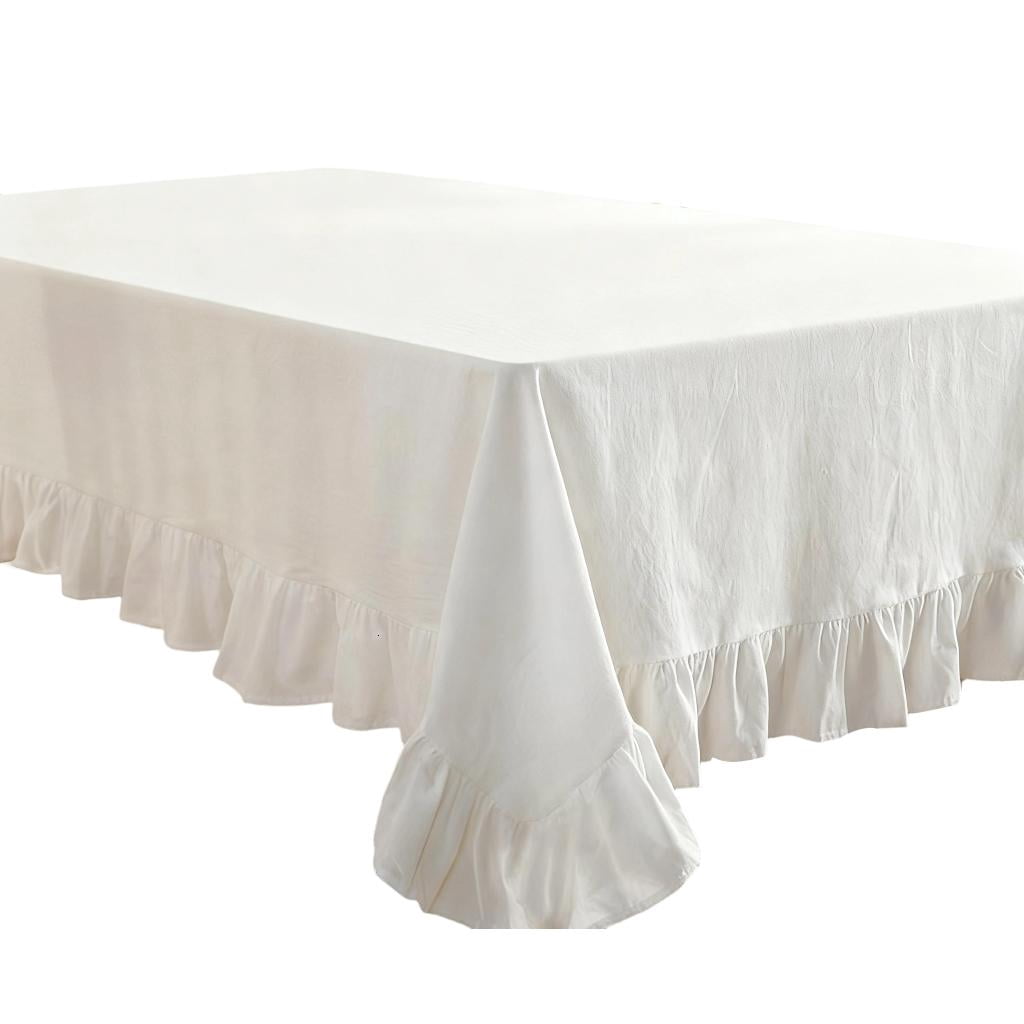 Decorative Ruffle Edge Tablecloth Cotton Fabric Table Cover Multiple ...