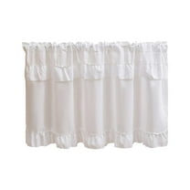 Decorative Ruffled Half Curtain Cabinet Covering Shelf Decor 18x39 Inch White for Kitchen Home