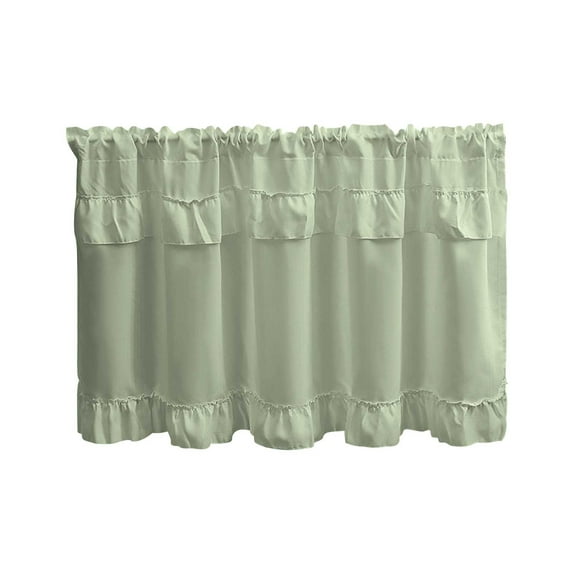 Decorative Ruffled Half Curtain for Kitchen Sink Cabinet | 45x100cm Cafe Style Window Treatment | Soft Fabric Sunlight Blocking Curtain for Living Room Bedroom