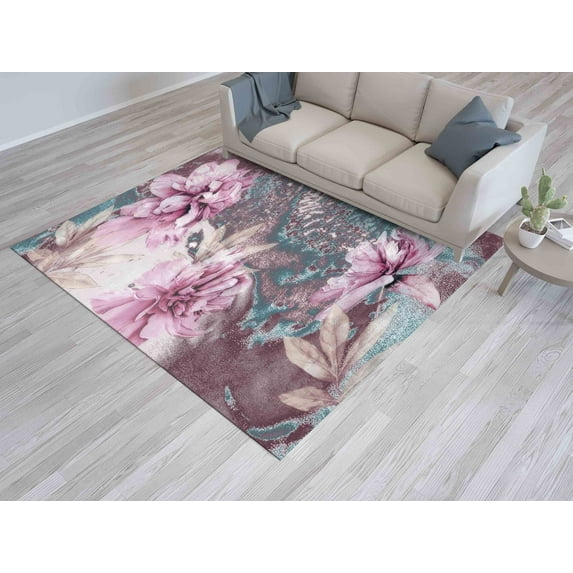 Decorative Rugs, Office Rugs, Flower Rugs, Entryway Rugs, Pink Peony Painting Rugs, Pink Peony Rugs, Pink Flower Rug, Accent Rug, Home Decor, 3.9'x5.9' - 120x180 cm