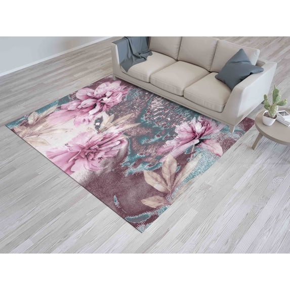 Decorative Rugs, Office Rugs, Flower Rugs, Entryway Rugs, Pink Peony Painting Rugs, Pink Peony Rugs, Pink Flower Rug, Accent Rug, Home Decor, 2.6'x5' - 80x150 cm