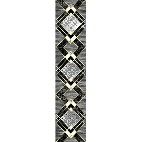 Decorative Runner Rug Set, Modern Design Area Rugs for Kitchen, Hallway, Living Room, Multiple Patterns (Black, 180 * 270cm)