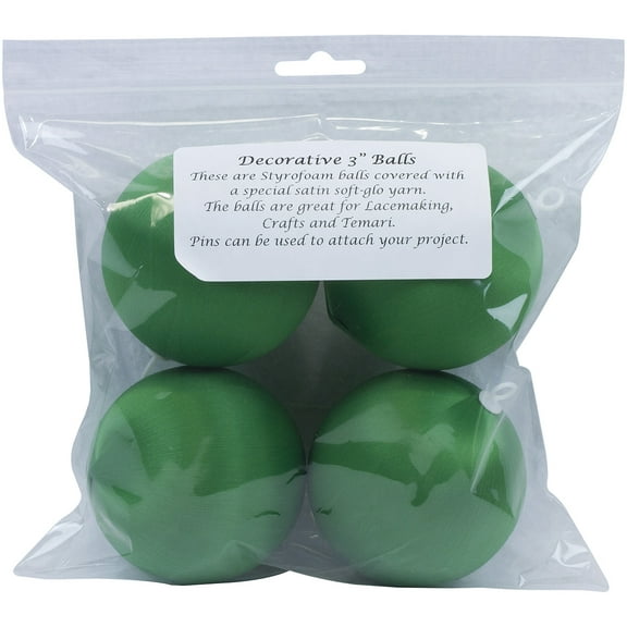Decorative Satin Covered Styrofoam Balls 3" 4/Pkg-Christmas Green