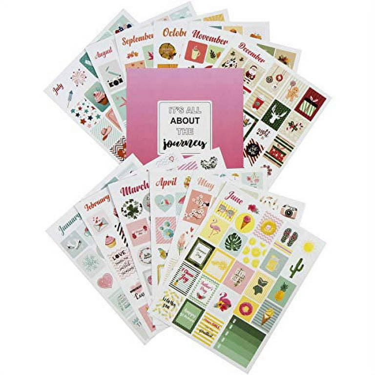 Decorative Scrapbooking Planner Stickers Set - Seasonal/ Holiday Set of  Fun, Cute & Aesthetic Stickers for Adults I Inspirational Pack of 12 Sheets  - Use in Calendar, Planner, Journal, Scrapbook 