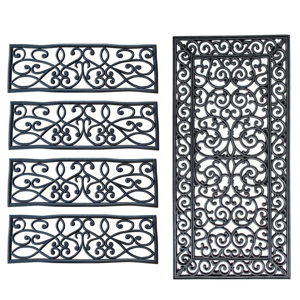 AmeriHome Decorative Scrollwork Entryway Rubber Mat Set - 5 Piece