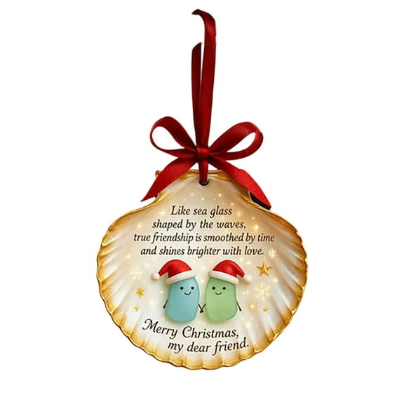 Decorative Sea Glass Seashell, Friendship Ornaments, Christmas Accessory Gift For Women, Home Party Decoration(A)