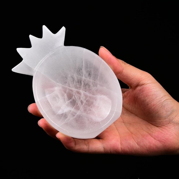 Decorative Selenite Bowl Station Hand Carved Pineapple Shape 4" for Wicca