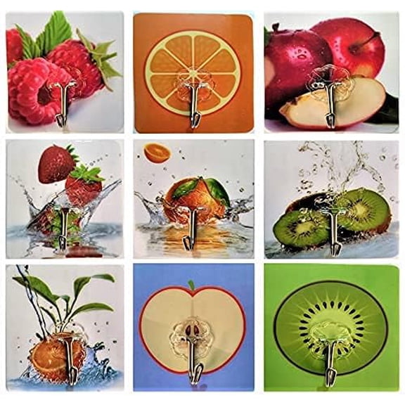 Decorative Self Adhesive Wall Hook - Printed Waterproof Sticky Hook for Kitchen, Bathroom & Home Decor