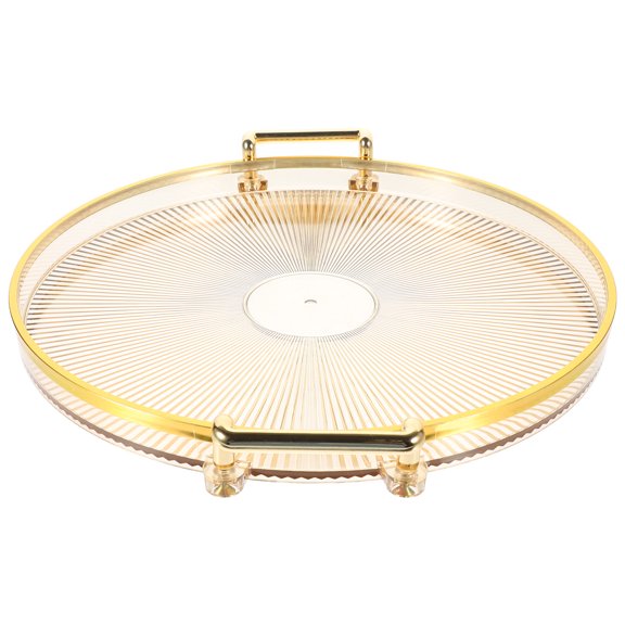 CIMAXIC Golden Round Bread Plate for Home Use Elegant Snack Tray and Dessert Serving Dish